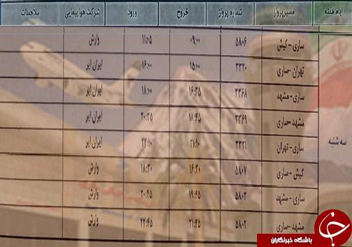 پرواز های سه شنبه 24 اردیبهشت ماه فرودگاه های مازندران