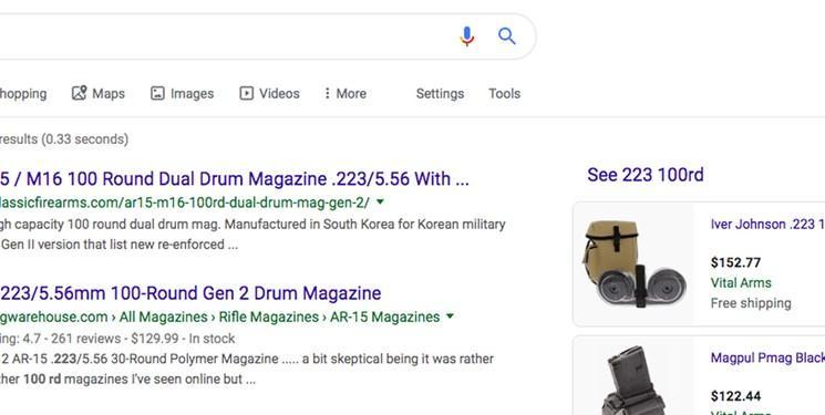 گوگل کماکان آگهی تسلیحاتی نمایش می دهد