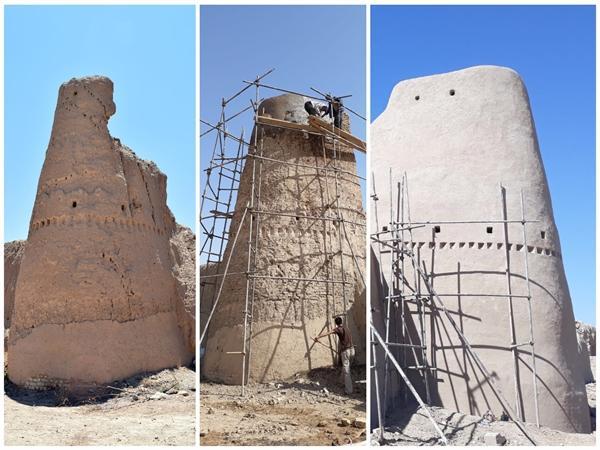 اتمام مرحله نخست مرمت برج و باروی شهر بسطام و سبک سازی بام اتمام مرحله نخست مرمت برج و باروی شهر بسطام و سبک سازی بام مسجد ایلخانی