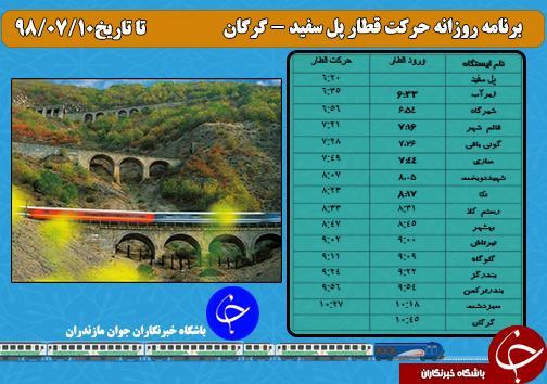 برنامه حرکت قطار راه آهن شمال