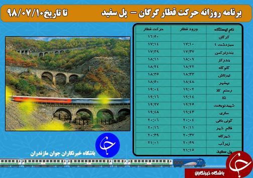 برنامه حرکت قطار راه آهن شمال