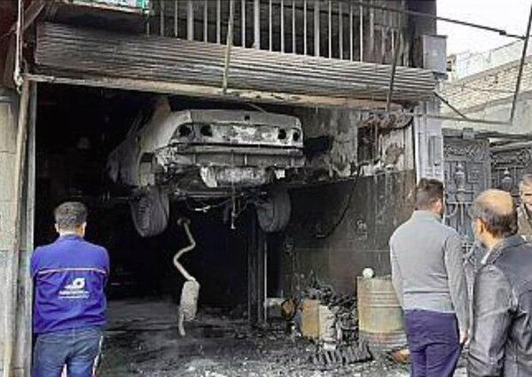 سمند در حال تعمیر ناگهان آتش گرفت