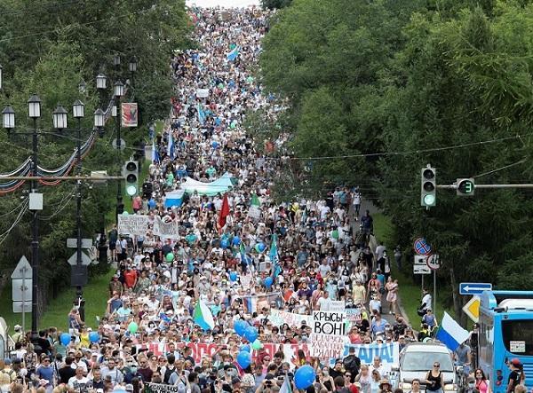 تظاهرات در شرق روسیه علیه پوتین