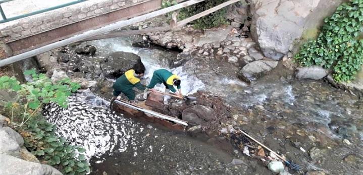 پاک سازی رودخانه تاریخی دربند در مجموعه فرهنگی تاریخی سعدآباد