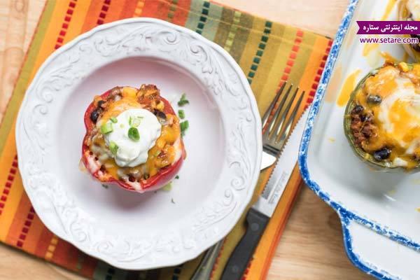 طرز تهیه دلمه فلفل دلمه ای پنیری