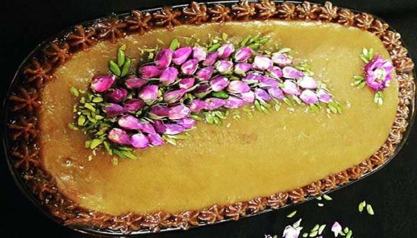 تزیین حلوا با گل محمدی همراه با عکس