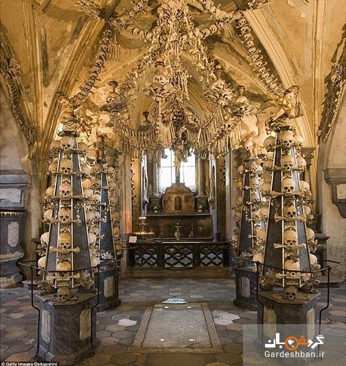 کلیسایی که با 4 هزار جمجمه و استخوان اسکلت انسان تزیین شده است