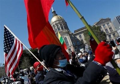 تظاهرات صدها نفر در آتلانتا در حمایت از آمریکایی های آسیایی تبار
