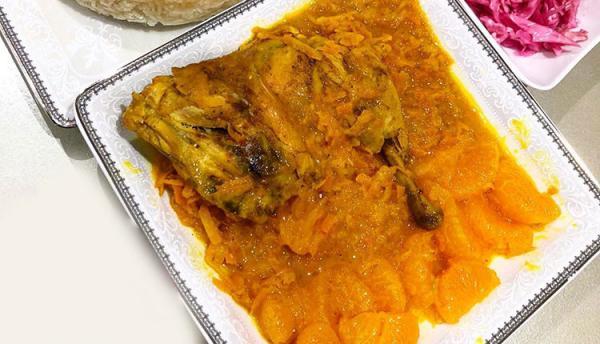 طرز تهیه خورش نارنگی خوشمزه با مرغ و ادویه های معطر