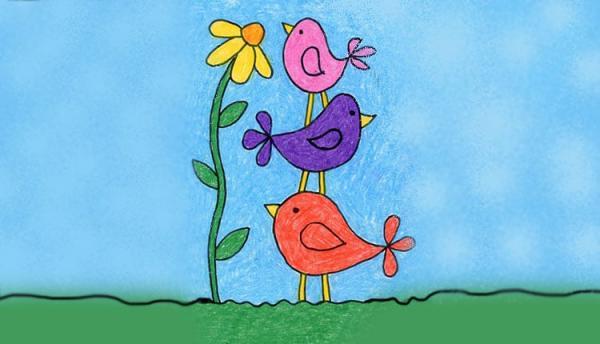 18 نقاشی پرنده بچگانه ساده و زیبا برای رنگ آمیزی