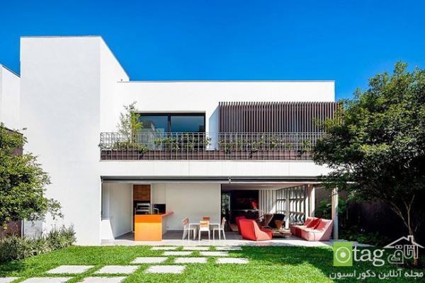 طراحی داخلی و خارجی منزل حیاط دار با دکوراسیونی مدرن و شاد