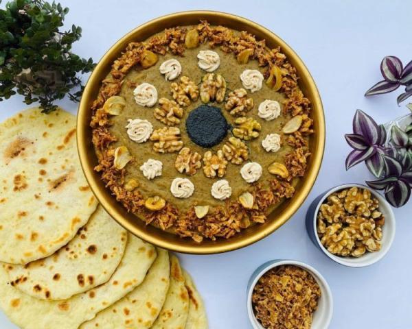 طرز تهیه حلیم بادمجان مجلسی با نکات کشدار شدن آن